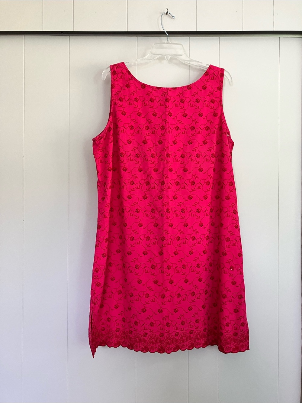 Lands' End Pink Eyelet Sleeveless Shift Dress Swimsuit Cover-Up XL 18-20